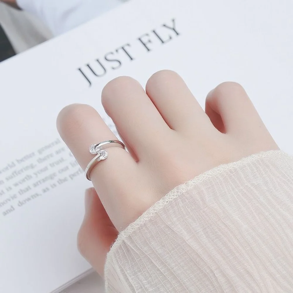 NEW Simulated Diamond Bypass Ring | White Gold Plated Sterling‎ Silver
